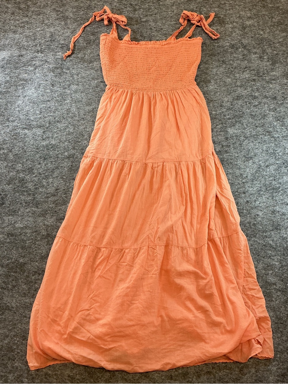 La Boheme Wilfred Smocked Dress in Coral Peach Size S